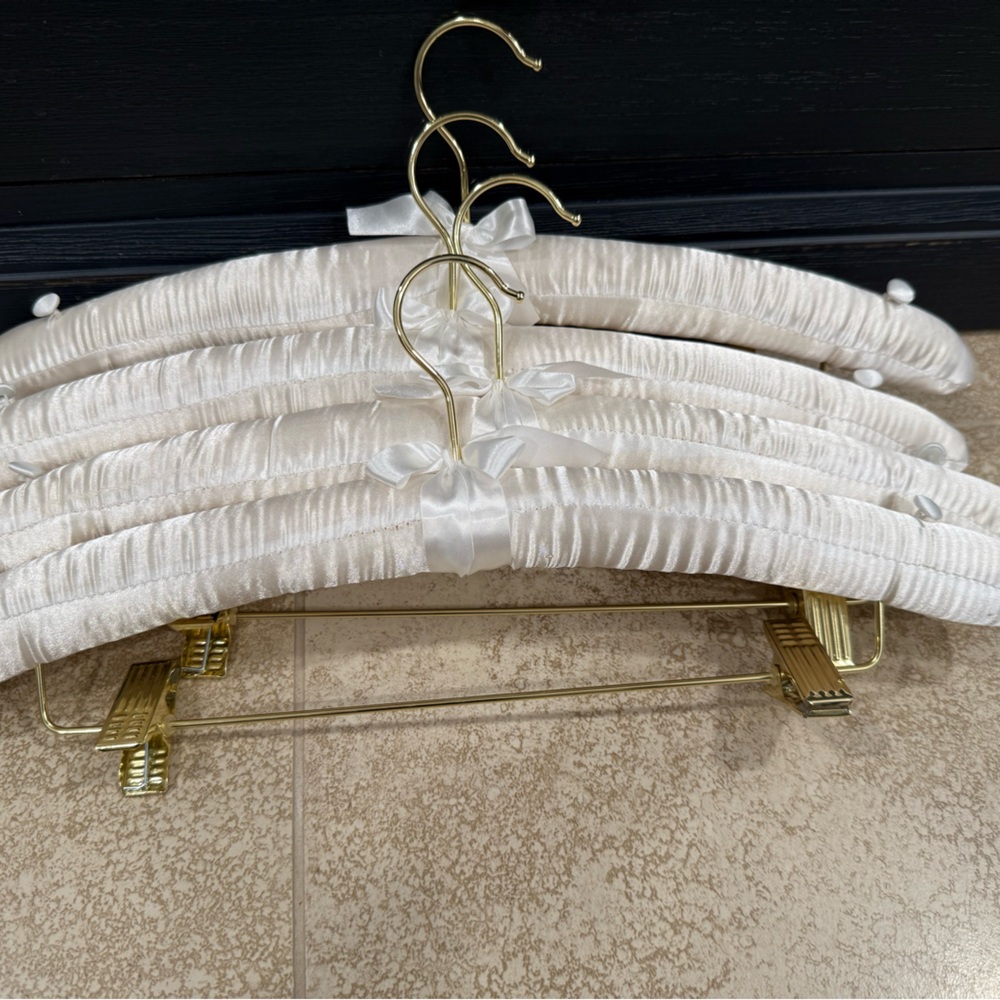 Elegant White Satin Padded Hangers